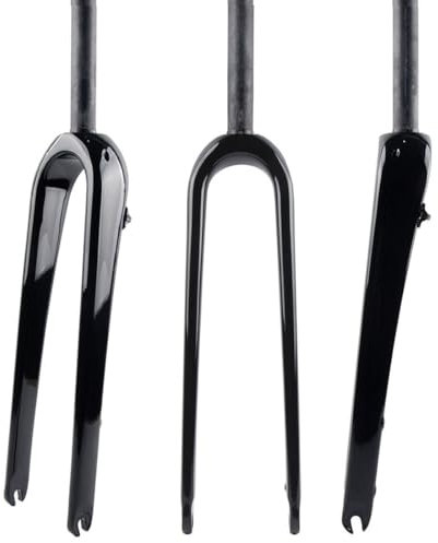 HIMALO Kohlefaser Starre Gabel 700C Gravel Rennrad-Gabel 1-1/8 Gerade/konisch Scheibenbremse Vorderradgabel QR 9 * 100mm (Color : Glossy Black, Size : Straight)