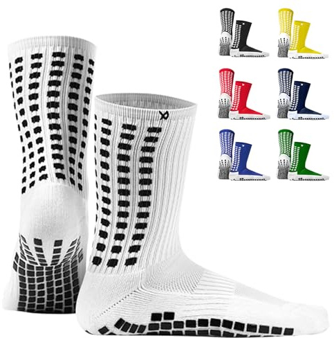 LUX Sports DualGrip Football Socks - Sports Socks with Rubber Studs - Grip & Toe Reinforcement - Grip Socks Football & Basketball, White/Opulent Garden, S