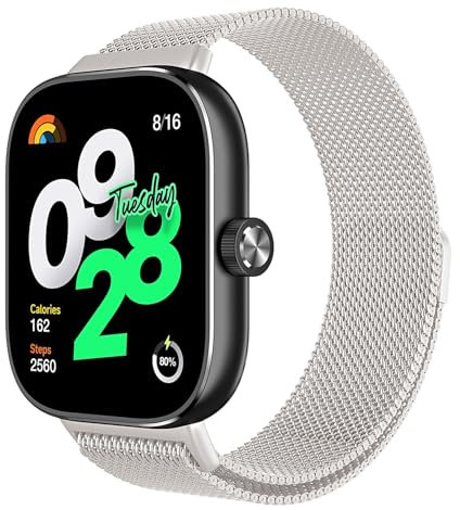 Astorgos Bracelet en Métal Compatible avec Redmi Watch 5/Redmi Watch 4/Xiaomi Smart Band 9 Pro/8 Pro, Bracelet Magnétique en Maillé Milanais en Acier Inoxydable pour Femmes Hommes, Étoilé