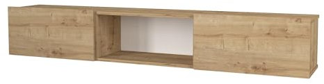 Helloshop26 Meuble TV Suspendu Rangement 180 x 31 x 29,5 cm Effet chêne 03_0007811