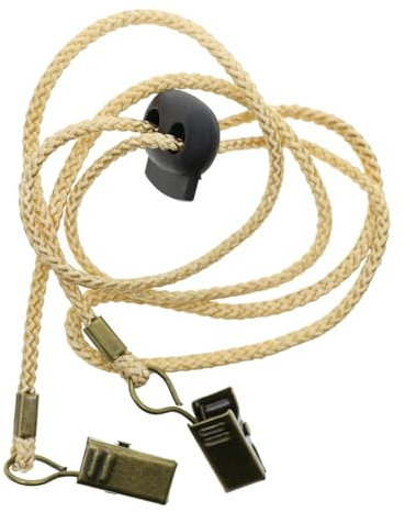 Milageto Golf Radfahren Angeln Sonne Schutz Hut Wind Lanyard Cord Clips Seil Serviettenkette mit Clip für Kinder Erwachsene ältere Menschen, Beige
