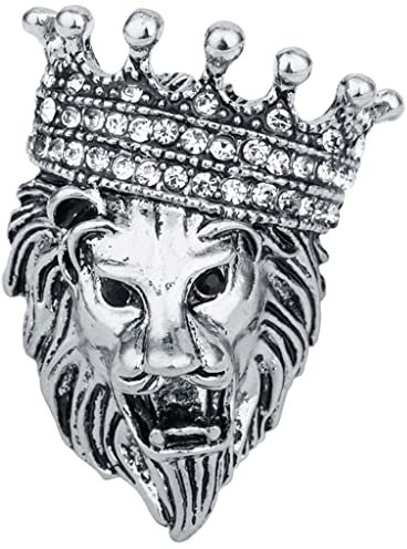 BroscheBroschennadeln Tierbrosche Pin 3-teiliger Retro-Löwen-Männer Punk-Anzug Jacke Tier-Prairie-Krone for Ehemann und Freund Broschen set(Color:Silver)
