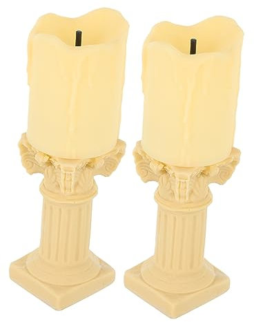 IMIKEYA Römisches Kerzenständer-nachtlicht 2-teiliges Kerzenlicht in Statuenform Rauchfreie Flammenlose Kreative Dekorative Nachtlampe