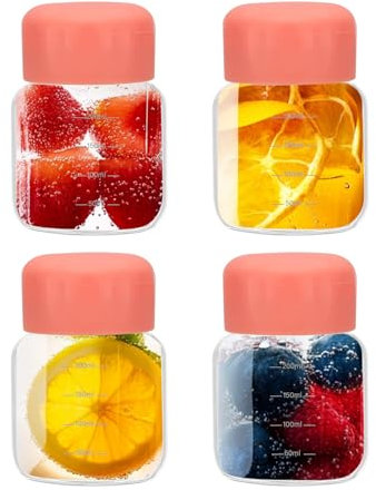 PATIKIL Small Pink 10 Ounce (300ml) Glass Water Bottles, 4 Pack, Leakproof, Shatter Resistant, Travel, Home, Business Trips, Hiking, Camping, Beach, Gym