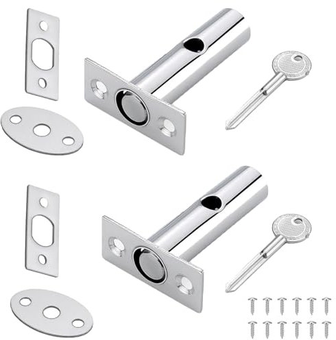 Wmzjnljy 2pcs Door Security Rack Bolt Stainless Steel Door Bolts Security Door Bolts Mortice Door Lock Bolt Protection with Matching Screws for Doors Windows(Z52-2)