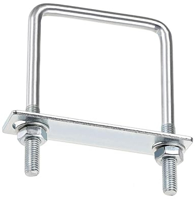 MACHSWON Vierkant-U-Bolzen, 4er-Set, Karton, Stahl, M8, U-Bolzen, 70 mm, Innenbreite 120 mm Länge, mit Muttern und Rahmenplatte für Autos, Boote, Anhänger
