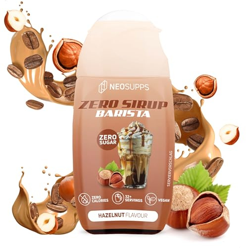 Neosupps Zero Sirup Barista - Hazelnut Geschmack - natürlicher Getränkesirup mit Zero Kalorien, Getränkekonzentrat, Fertiggetränk Vegan, Zuckerfreier Sirup, 1x 65ml, MHD (01.09.2026)
