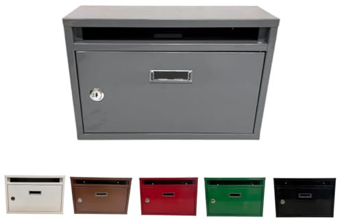 Cassetta della posta cassetta postale per le lettere rettangolare in metallo verniciato per esterno con serratura e chiave cassetta delle lettere 30x20x10 cm (Rosso)