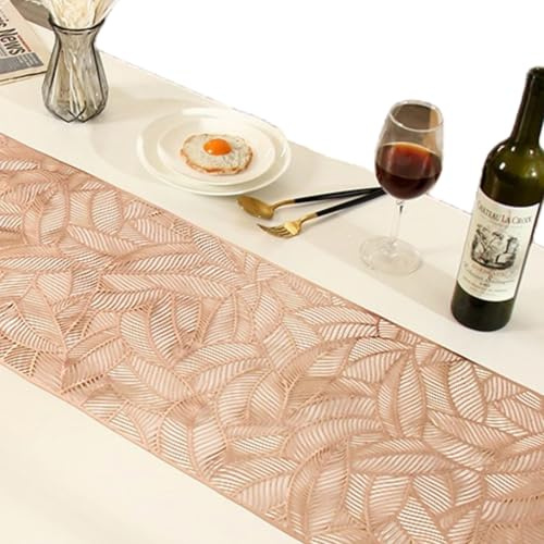 HSTWODE 1 Stück Tischläufer Rolle35cmx180cm, Gold und Roségold,für Hochzeit, Geburtstag, drinnen draußen Urlaub Party Dekor Silber dekoratives Tischband Tischdeko (Rose Gold)