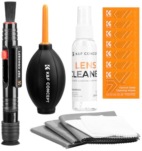 K&F Concept 15 in 1 Kit Pulizia Professionale per Fotocamere DSLR & Elettronica Sensibile – Include Pulitore Lenti, Accessori per Filtri Obiettivo & Cellulari