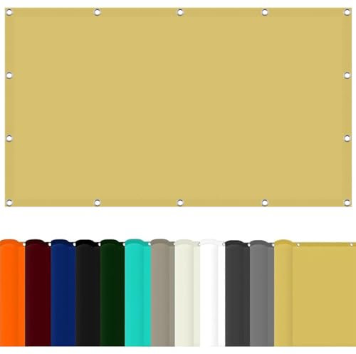 Tenda a Vela Ombreggiante 1.1 x 1.4 m Impermeabile e Antivento Tenda Parasole a Vela Balcone con Corde di Supporto per Edifici Ed Eventi All'Aperto, Giallo sabbia