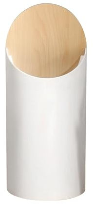 Poubelle ronde blanche avec couvercle supérieur en bois avec couvercle basculant pour salle de bain, salon, cuisine