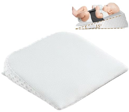 Cuscino a cuneo per bambini per neonato 15x19x5 cuscino antifulm a doppia facciale per bambino con nastro di fissaggio cintura in vita e copertura con cerniera cerniera 15 ° Memoria per la pelle di