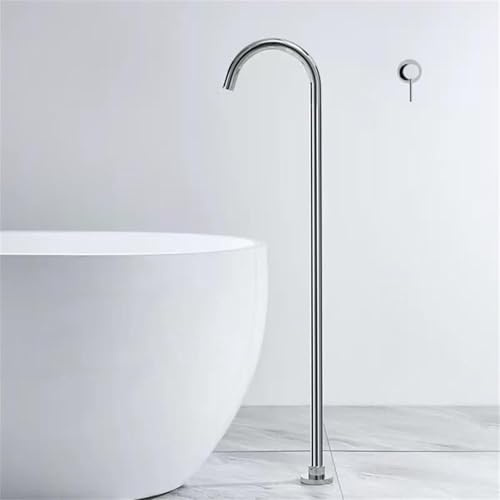 XDSMB Standarmatur Badewanne Freistehend Chrom Unterputz Wannenarmatur | Bodenmontage Badewannenarmatur Set Modern Schwanenhals Einhebelmischer Badewanne mit Keramikkartusche