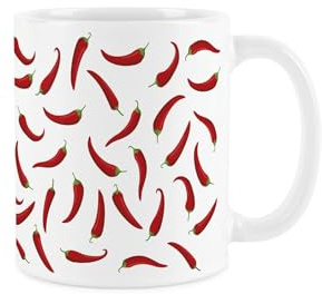 Purely Home Novelty Chilli Pepper Mug - Live Life with a Little Spice Funny Gifts - White & Red Ceramic Drinks Cup Foodies Present
