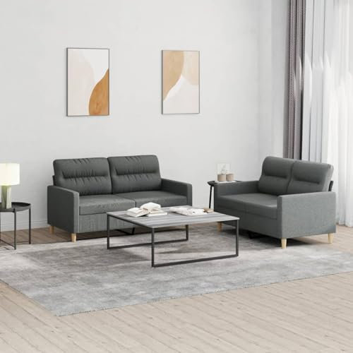 Snsowed 2-TLG. Sofagarnitur mit Kissen Dunkelgrau Stoff, Sofa Mit Relaxfunktion, Couchgarnitur, Wohnzimmer Sofa, Couch, Sofa Set 3201569