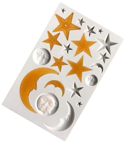 EDLMKM Silicone Chocolate Mould Bar Moulds, Chocolate Bar 3D Moon and Star Cake Fondant Silicone Mold, Reusable Polymer Clay Molds for DIY Baking Candy Ice Cube Jelly Cake Decorations, Baking Tools