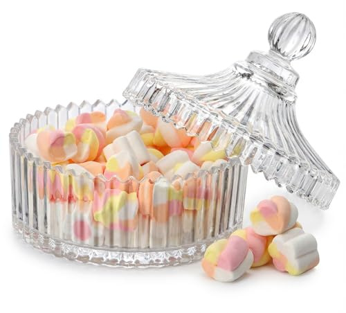 OkidSTEM Bonbonglas mit Deckel, 530ml Groß | Glasdosen Bonboniere Staubgeschützt zur Aufbewahrung von Süßigkeiten Snacks, Bonbondose Dekorative für Home,Party,Hochzeit