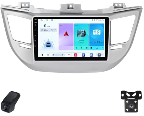 2K Radio para Coche para Hyundai Tucson 3 2015-2018 Pantalla Táctil Android Estéreo para Coche 9-Inch/CarPlay/Android Auto/WiFi/RDS Radio FM Am/GPS/SWC/Cámara Visión Trasera/ADAS DVR(A,M100CP)