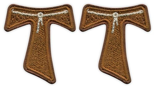 Set Von Zwei - Patchion Tau-Kreuz - Hl. Franziskus Von Assisi - Aufnähen - Gesticktes Patch/Abzeichen/Emblem