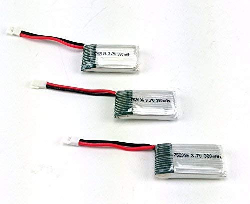 efaso Ersatzteil 3X Akku 3,7V / 380mAh / Hubsan passend für Aldi Quadcopter Drohne incl. Aldi Drohne Focus