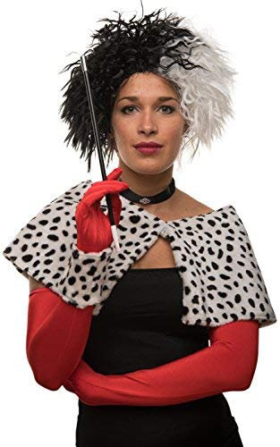 Cruella Perücke schwarz/weiß für Karneval/Fasching