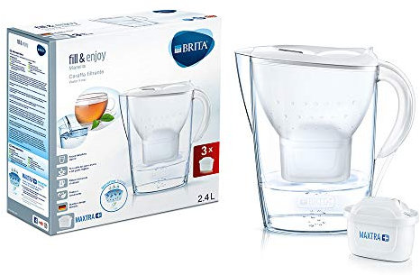 Brita Marella Kit Caraffa con 3 Filtri Maxtra+ Inclusi, Plastica San, Plastica, Bianco, 2,4 Litri