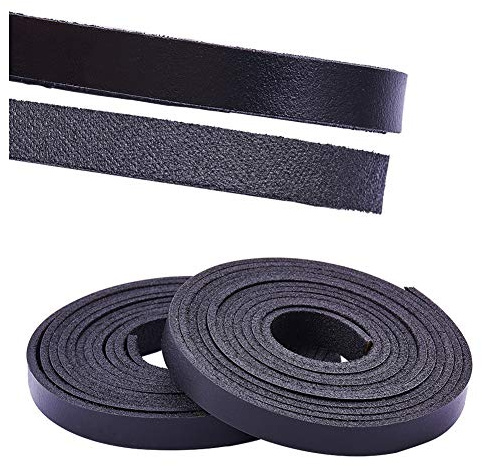 PH PandaHall 4m Leather Strap 10mm Wide Black Leather Craft Strip Flat Leathers Cord for DIY Crafts Projects Clothing Pet Collars Belts Jewelry Wrapping Making Bag, 2.5mm thick