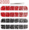 PHOGARY 2000+ Stück Strasssteine zum Basteln, Rot & Schwarz, Flache Rückseite, 6 Größen (2-5 mm) mit Pinzette zum Basteln, Nageldesign, Kleidung, Schuhe, Taschen, Handyhülle