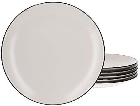 Van Well 6 x Campo Cream Dinner Plates, Elegant Ceramic Crockery for 6 People, Modern Design, Set of 6, Dinner Plates, Dinner Plate, Serving Plate, Table Accessories, Flat Plates, 6 Colours