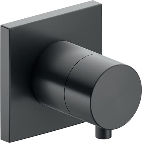 Keuco IXMO Armatur 59557, 2-Wege Ab- und Umstellventil Unterputz, Rosette eckig, Griff Comfort, Farbe: Schwarzchrom gebürstet - 59557131002