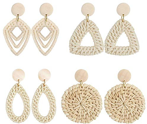 Flongo Böhmische Ohrringe Set Quaste Creolen Bommel Troddel Tropfen Anhänger für Damen Sommer Strand