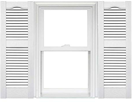 Mid America Open Louver 14.5 Inch Vinyl Shutters (1 Pair) - 14.5 x 43 White with Mounting Hardware