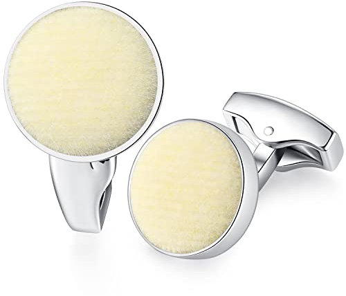 HONEY BEAR Herren Hochzeit Baumwolle Stoff Samt Manschettenknöpfe Cufflinks Manschettenknopf,Runden