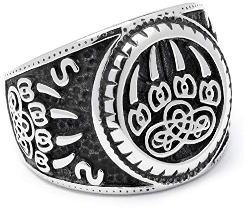 Schmuck-Checker Wikinger-Ring mit Bärentatze aus 316L Edelstahl nordischer Berserker Ring Germanen Kelten Schmuck Männer Geschenk