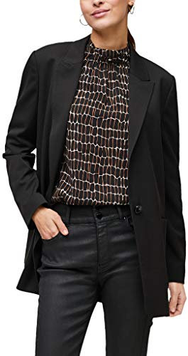 s.Oliver BLACK LABEL Damen Layering-Bluse mit Stehkragen Black AOP 38