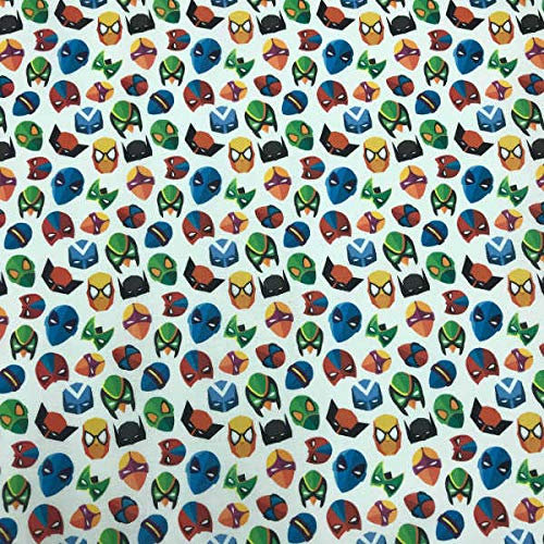 Kt KILOtela - Patchworkstoff - Digitaldruck - 100 % Baumwolle - Patchwork 50 cm Länge x 140 cm Breite | Superhelden - Mehrfarbig, Weiß - 0,50 Meter