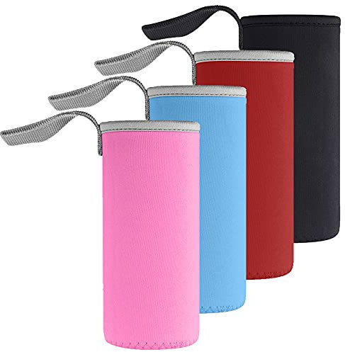 DanziX 16-21oz Neoprene Water Bottle Sleeves Insulators 4PC Pack (Black, Red, Light Blue, Rose Red)