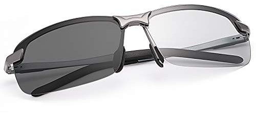MIRYEA Herren Photochromatisch Sportbrille Polarisiert Sonnenbrille UVA UVB Brillen (3043-Grau)