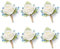 YSUCAU Weiße und blaue Rosen-Boutonniere für Herren, Hochzeit, Babyatem, Boutonniere für Trauzeugen, Trauzeugen, Hochzeit, Abschlussball, 6 Stück