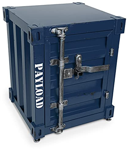 Büttner Beistelltisch Couchtisch Nachttisch Hocker Schrank Kasten Spind mit Stauraum im Industrie Design Container Look aus Metall 40 x 38 x 48 cm - Dunkelblau