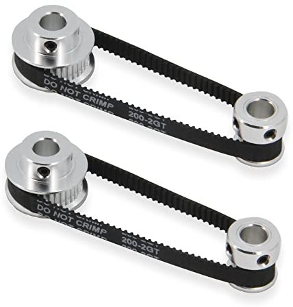 Zeberoxyz 2 Stück Set GT2-Synchronrad, 20 & 36 Zähne, 8mm Bohrung, Aluminium-Zahnriemenscheibe mit 2 Stück Länge 200 mm Breite 6mm Riemen (20-36T-8B-6)