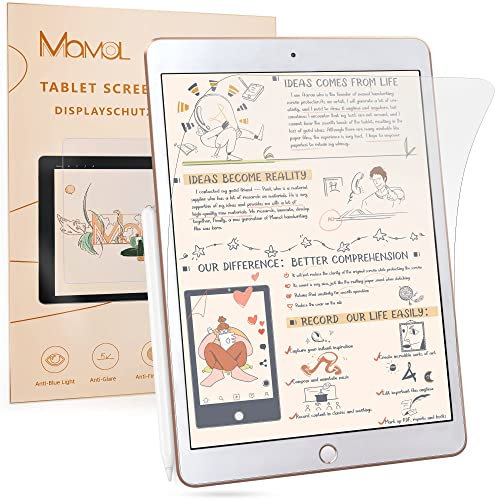 Mamol Pack für iPad 10.2 Displayschutzfolie für iPad 10,2 Zoll 2021, 2020, 2019, iPad 9./8./7. Generation, blendfreie PET-Folie, Displayschutzfolie zum Zeichnen und Schreiben wie auf Papier