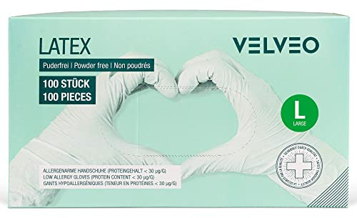 100 Stück Latex Untersuchungshandschuhe in Spender-Box - Größe wählbar: S, M, L, XL Einweghandschuhe Einmalhandschuhe Größe L