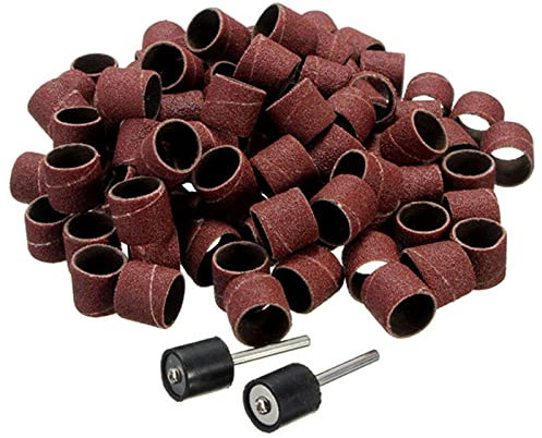 Lot de manchons de ponçage pour tambour avec 10 manchons en papier de verre et mandrins, grain 80/100 pour le travail du bois