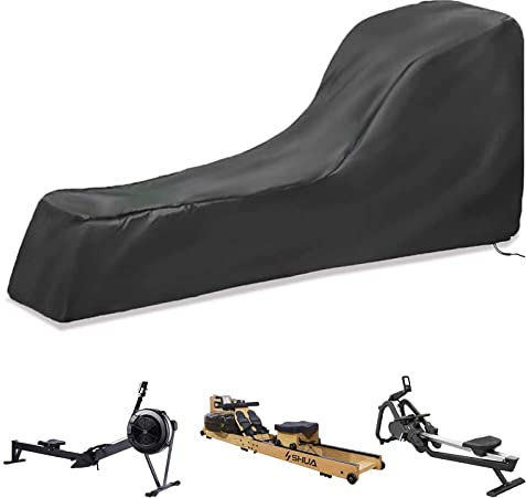 MRWiZMS Schutzhülle Rudergerät Schutzhülle für Fitnessgeräte, Wasserdicht und Staubdicht, 210D Oxford-Stoff Abdeckung Rudergerät, Schwarz, 241x61x102cm