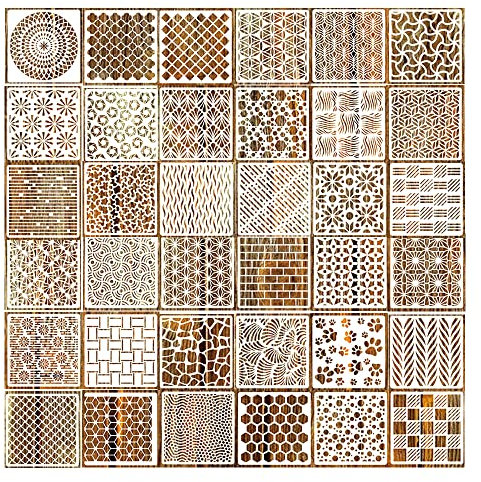 Belvanr Schablonen Set 36 Stück Geometrische Wand Schablonen Stencil Schablonen Geometrische Waben Schablonen Zeichnung Malschablonen Schablonen für Möbel Wandgestaltung,Malen Zeichnen