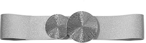 Gunsound Damen Elastische gürtel, 5 cm Breiter Stretch Gürtel Taillengürtel für Kleid Jeans Hosen (Silber+Silber Schnalle, Für Taillenweite 68cm-90cm)
