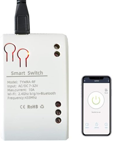Good Wife Módulo de relé wifi con interruptor de bloqueo automático, modo de enclavamiento, control de puertos de garaje inteligentes USB 5 V CC 7-32 V, APP tuya, compatible con Alexa Bluetooth (7-32