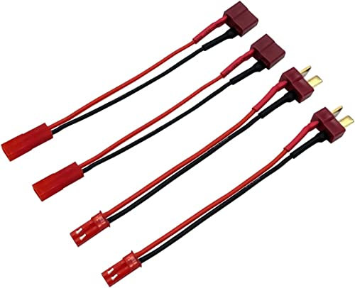 2 Paar Deans T-Stecker auf JST-Stecker Männlich Weiblich mit 20 AWG 10 cm Silikonkabel-Drahtadapter für RC FPV ESC-Geschwindigkeitsregler Lipo-Akkuladung